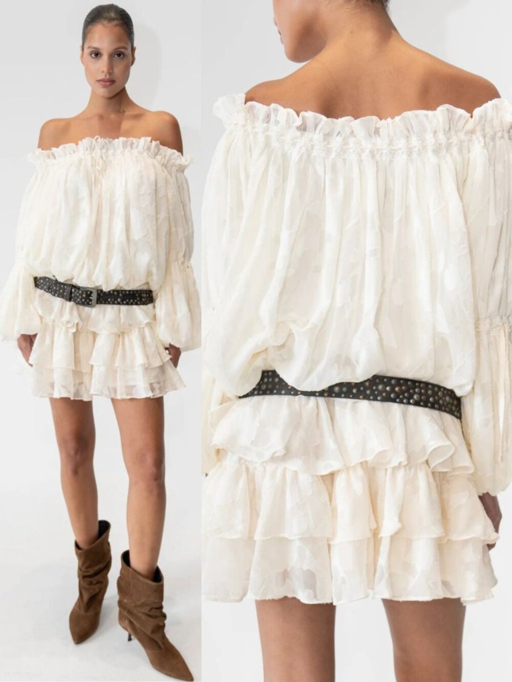 The Bekk Elora Dress Ivory‎ Lace Floral Off Shoulder Mini NWT Size XS/S - Picture 12 of 13